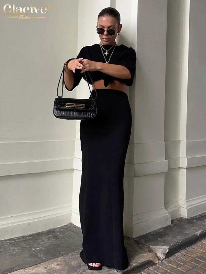 Elegant Slim Black Women'S Skirt Fashion High Waist Office Long Skirts Casual Simple Faldas Skirt Female Clothing