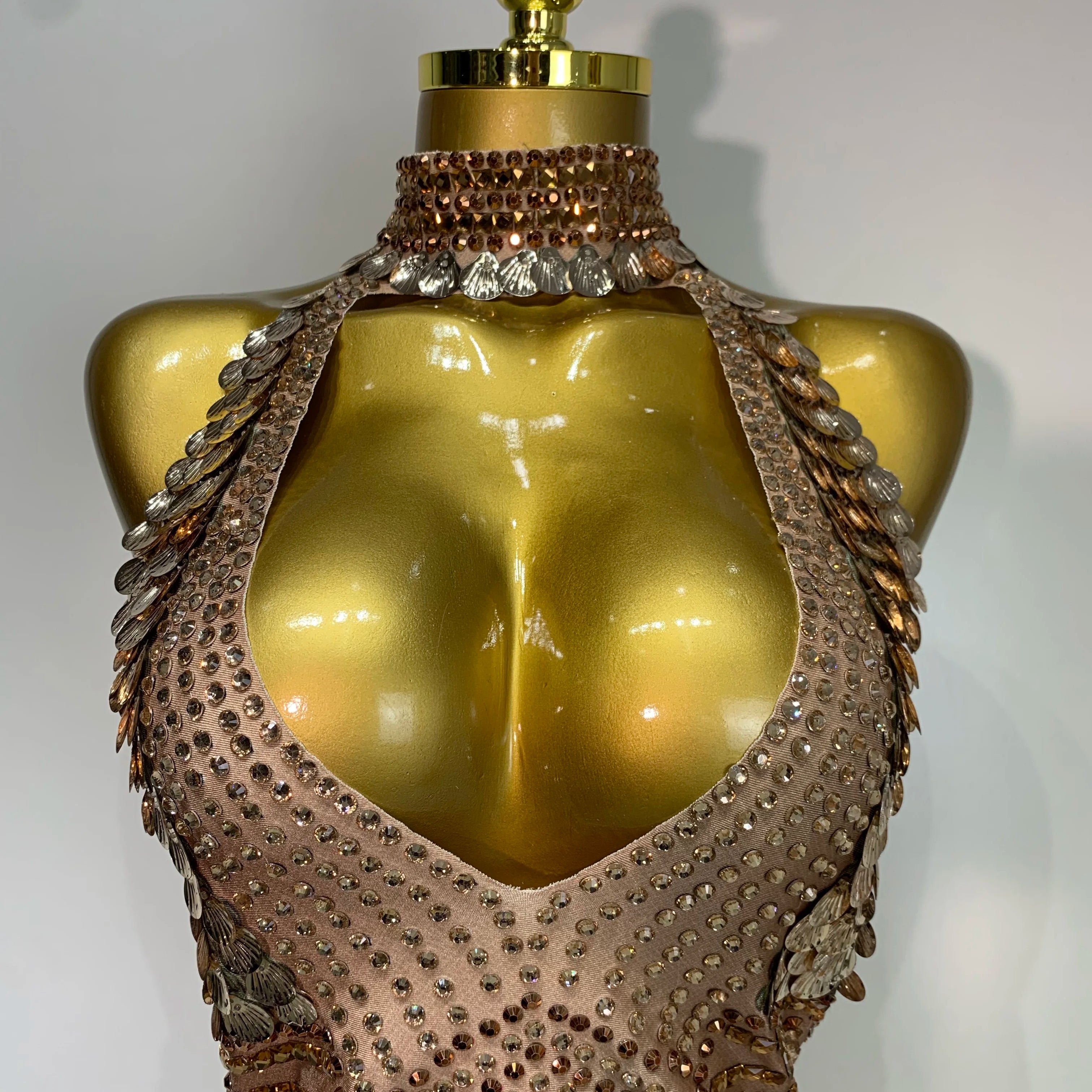 Luxury Sparkly Rhinestones Tassels Sequins Bodysuit Women Sexy Halter Backless Stage  Performance Costume Club Birthday Outfit