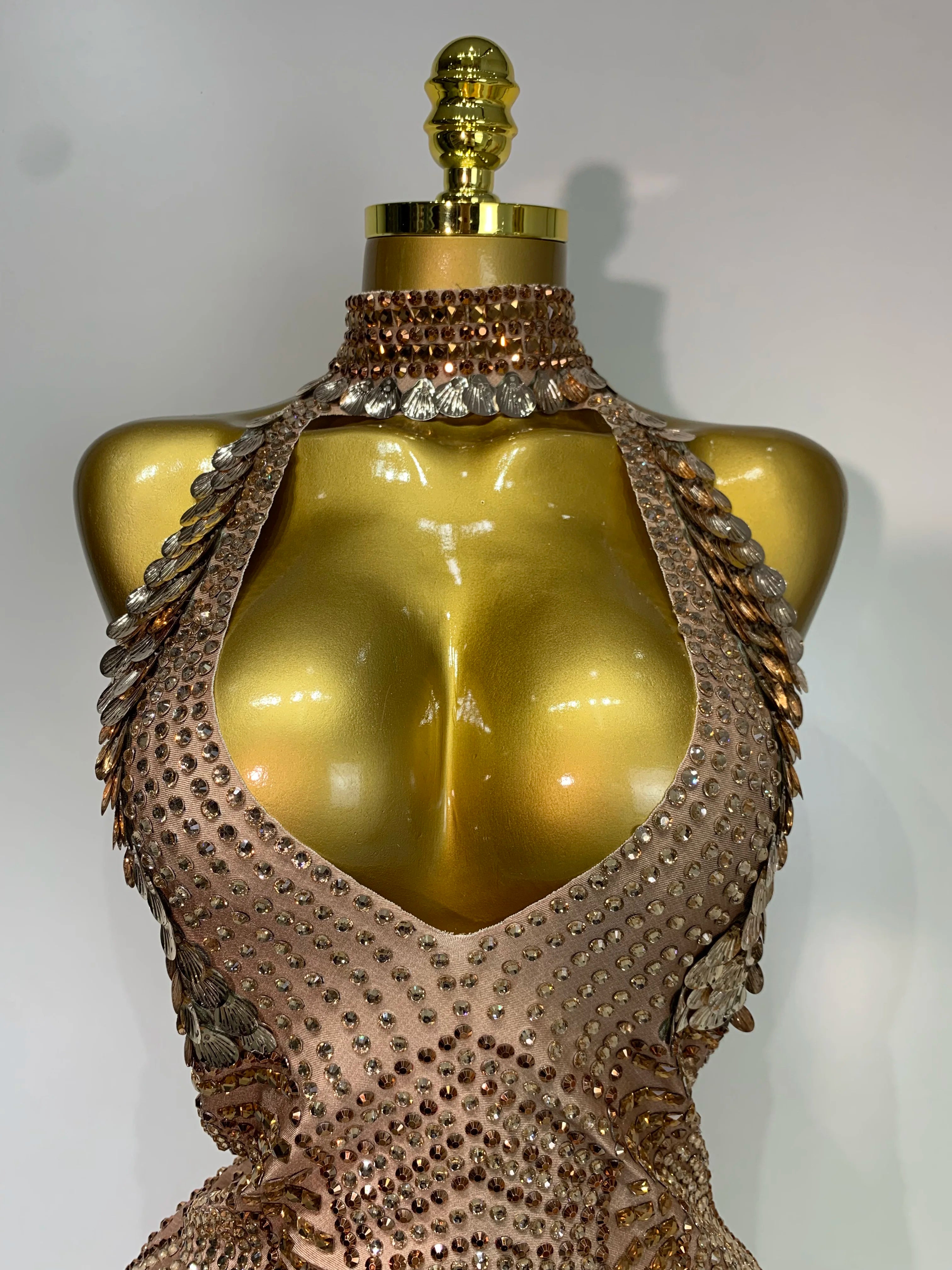 Luxury Sparkly Rhinestones Tassels Sequins Bodysuit Women Sexy Halter Backless Stage  Performance Costume Club Birthday Outfit