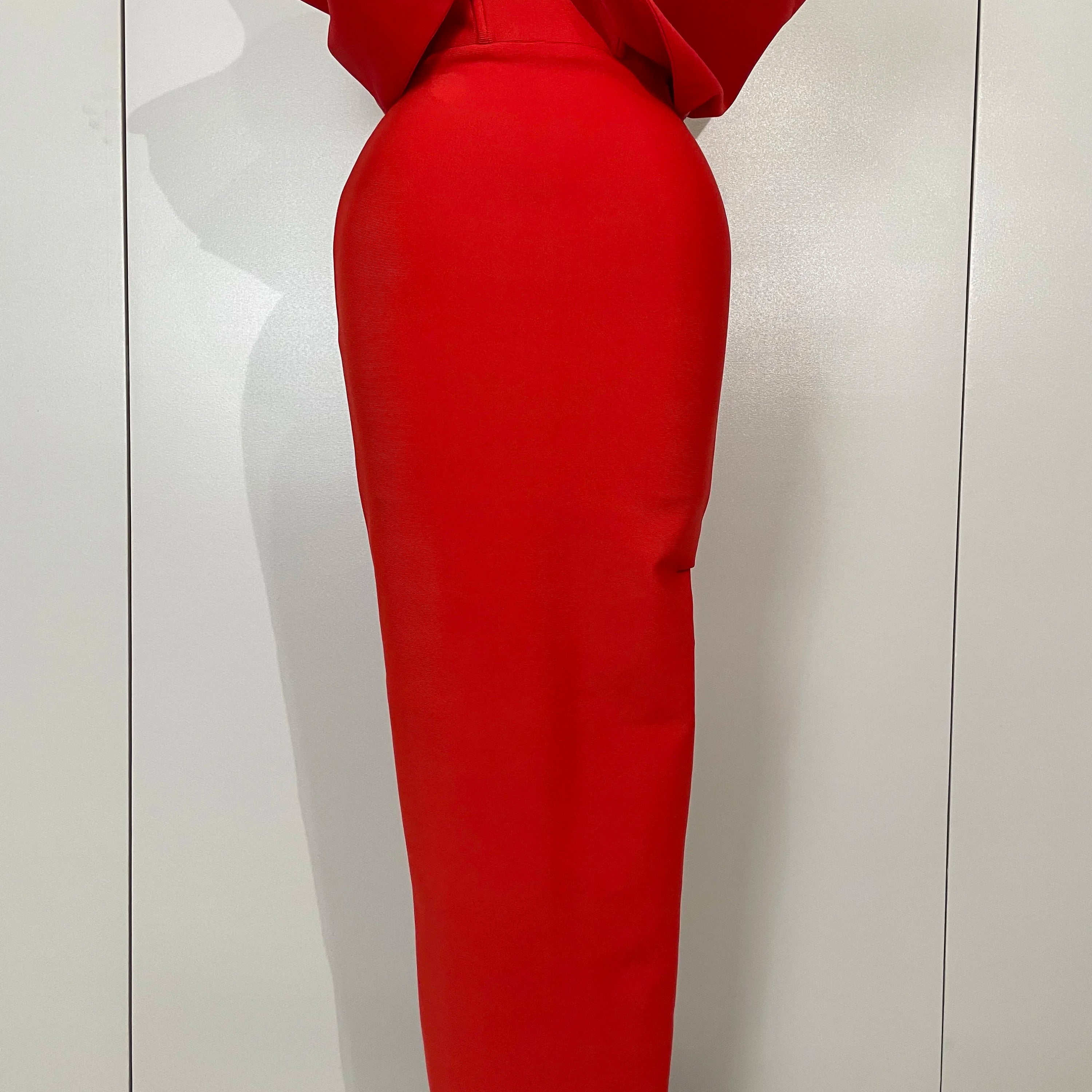 Luxury Rhinestone Chain Red Off Shoulder Vintage Butterfly Chic Bodycon Long Dress 2025 Elegant Evening Party Birtyday Clothing