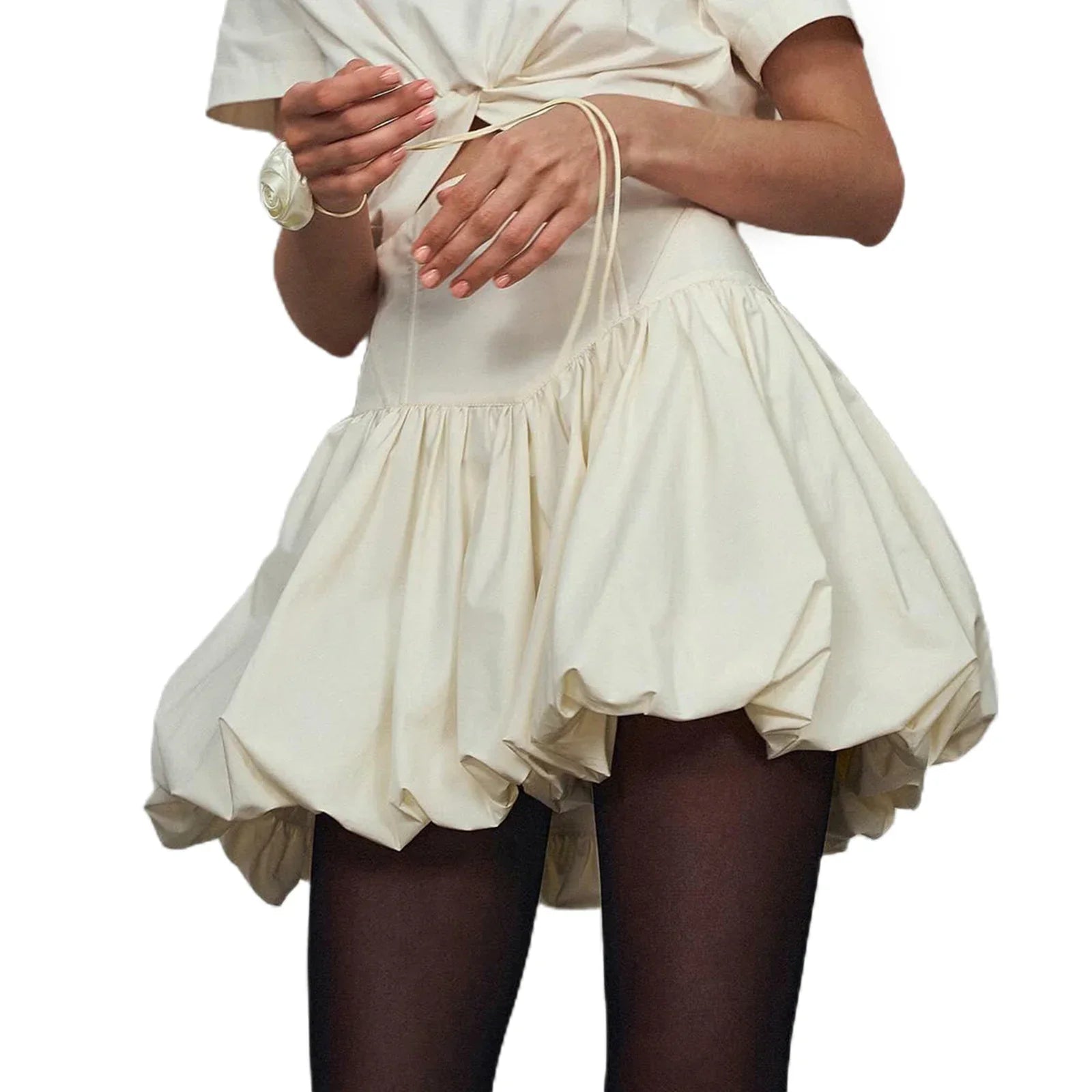 Women Summer Kawaii Bubble Skirts Casual Solid Color High Waist Mini Skirts for Beach Vacation Club Streetwear Aesthetic Clothes B