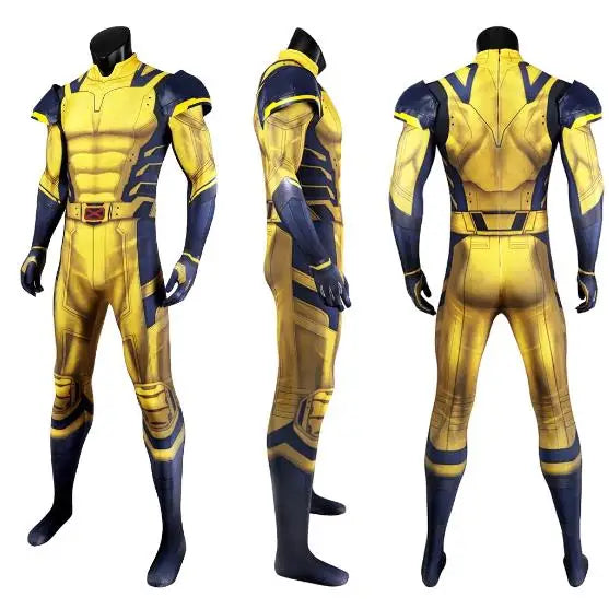 Wolverine Cosplay Costume James Howlett Jumpsuit Shoulder Armor Set 3D Printing Zentai Bodysuit Superhero Halloween Man Outfit Beige