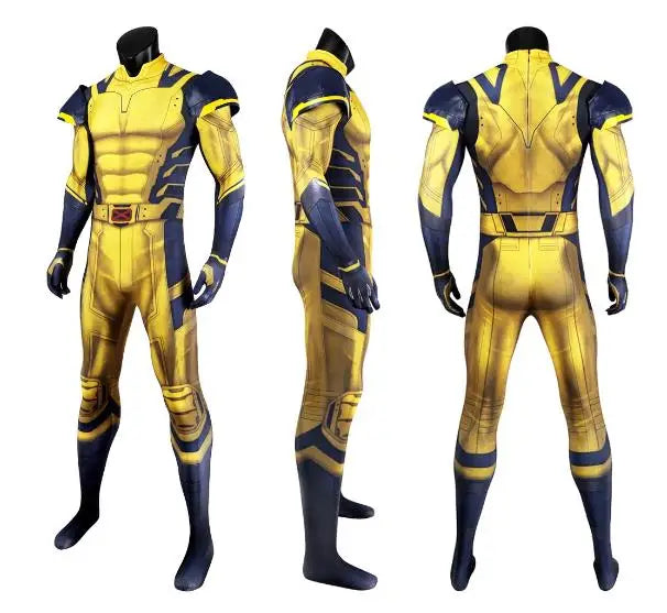 Wolverine Cosplay Costume James Howlett Jumpsuit Shoulder Armor Set 3D Printing Zentai Bodysuit Superhero Halloween Man Outfit Beige