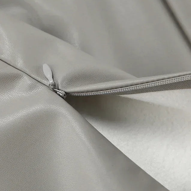 Khaki Wrap Skirts for Women Spring Elegant Simple PU Slit A Line Midi Skirts Black Sexy Slim High Waist Bodycon Skirt