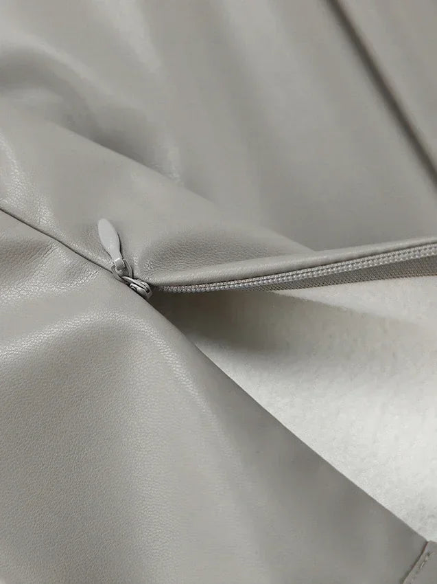 Khaki Wrap Skirts for Women Spring Elegant Simple PU Slit A Line Midi Skirts Black Sexy Slim High Waist Bodycon Skirt