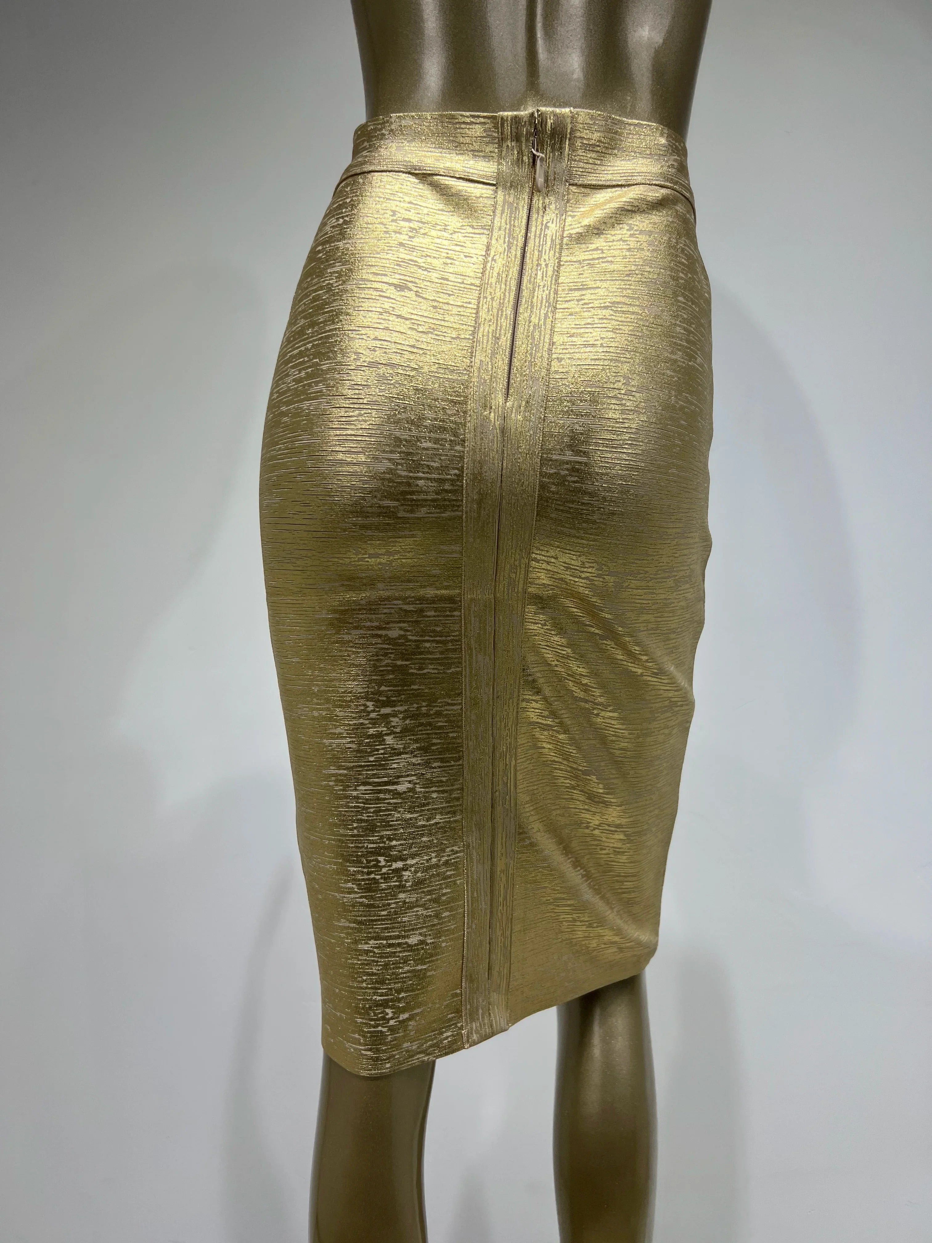 Saia feminina de verão, sexy, preta, prateada, dourada, bronzeada, bandagem, designer de rua, justa, festa, midi, saia lápis, 60 cm