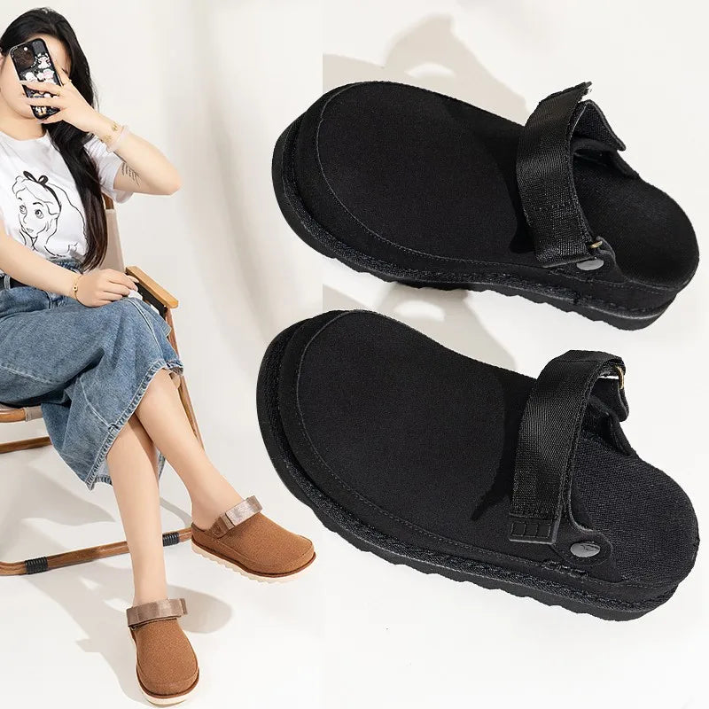 Fashion New Women's Suede Mules Slippers Women Clogs Cork Insole Sandals with Arch Support Outdoor Beach Slides Home Shoes