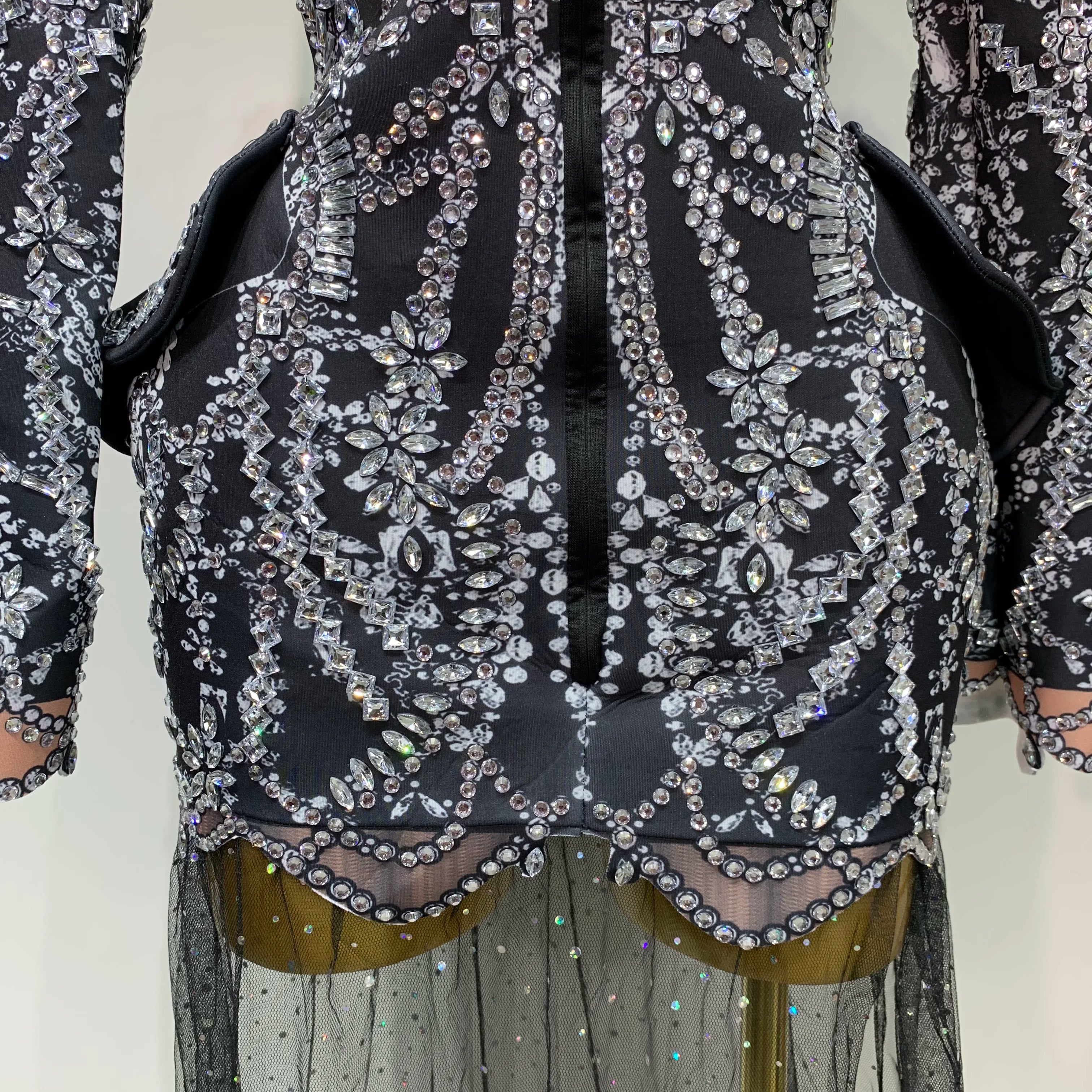 High Quality Luxury Nightclub Evening Birthday Dresses Stage Perform Outfit Sparkly Rhinestone Women's Elegant Party Sexy Dress