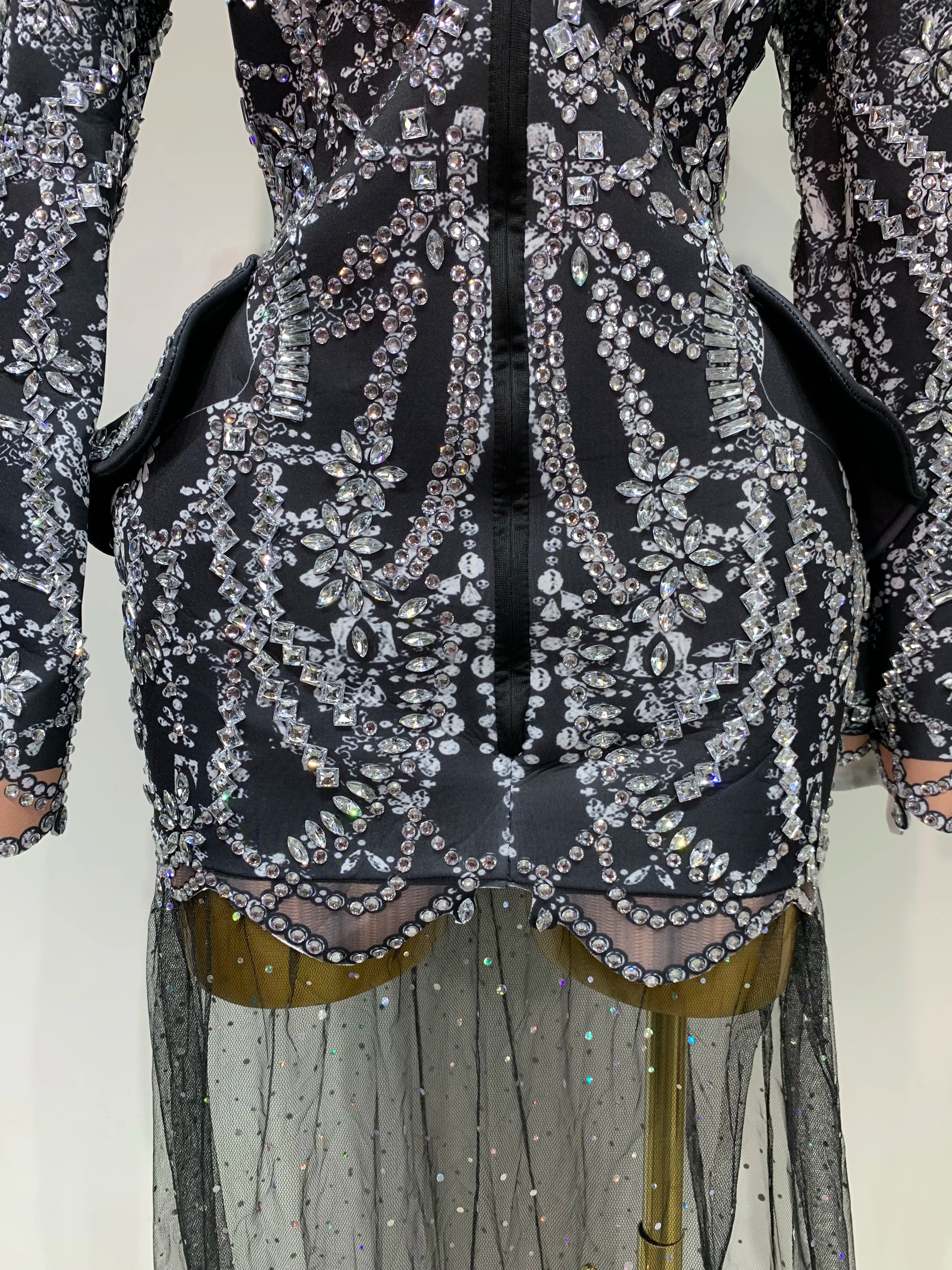 High Quality Luxury Nightclub Evening Birthday Dresses Stage Perform Outfit Sparkly Rhinestone Women's Elegant Party Sexy Dress