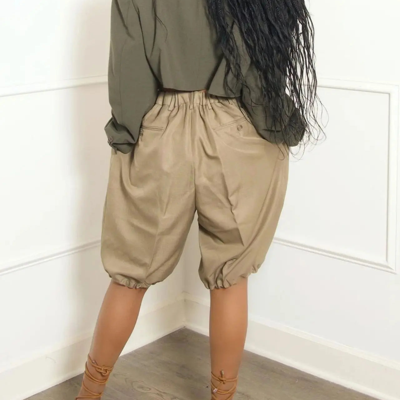 GLCMYAYA Women Street Holiday Vacation Knee Length Bloomers Pants 2025 Summer Fashion Active Casual Trousers