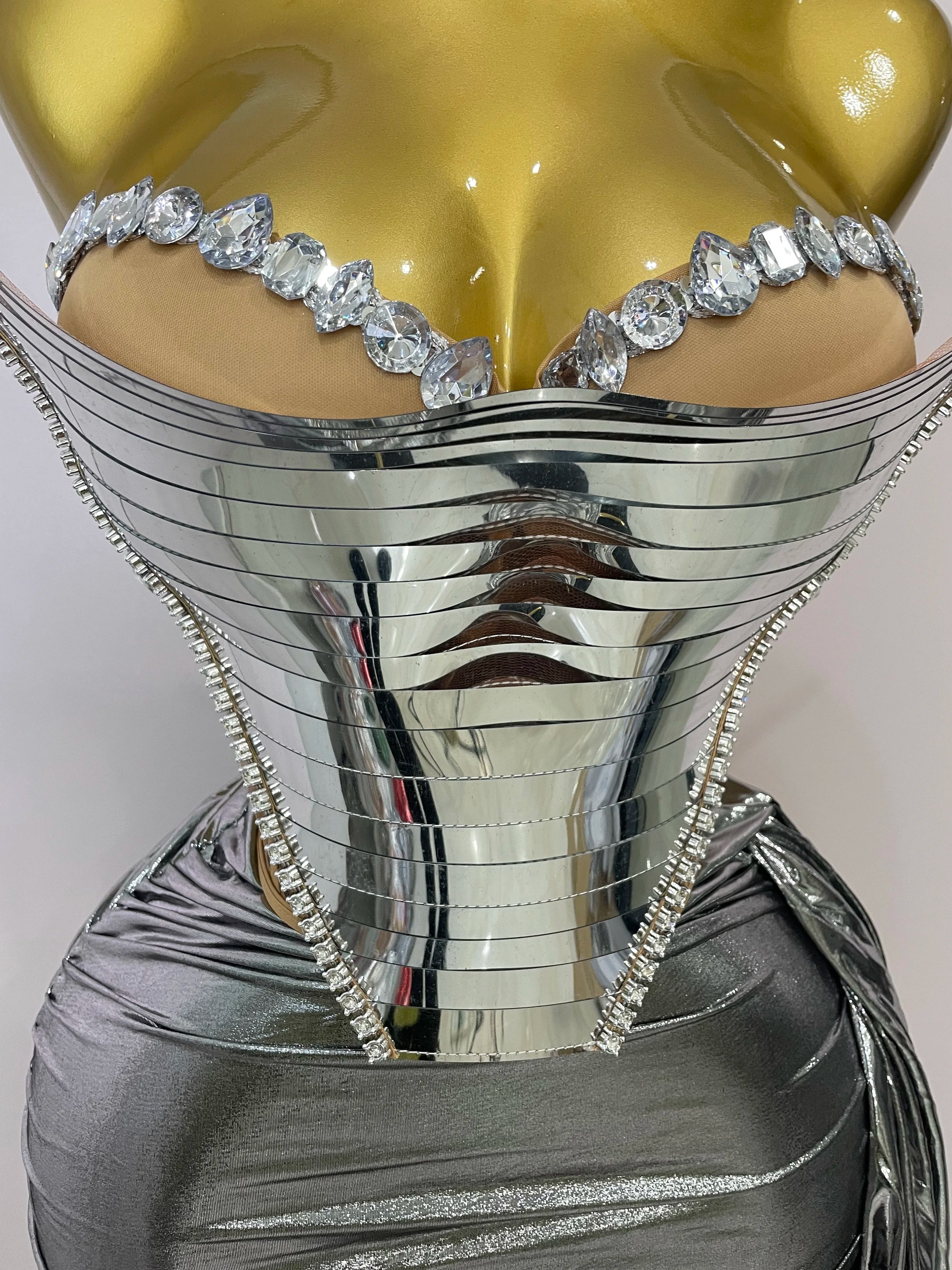 Sparkly Gold Sequin Sexy Top Two Pieces Set 2025 Women Celebrate Party Birthday NightClub Performance Dancer Show Stage Outfit