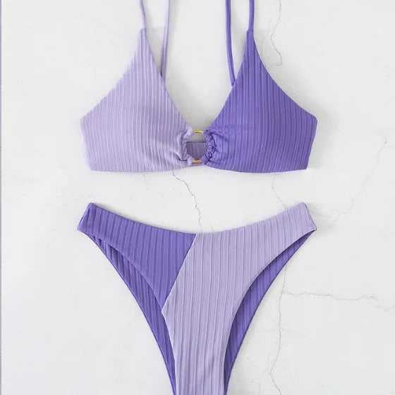 Sexy Bikinis Women's Swimwear Push Up High Waist Swimsuits High Cut Bathing Suits Push Up Beach Bikini Set Female Biquini purple 2025YZ61