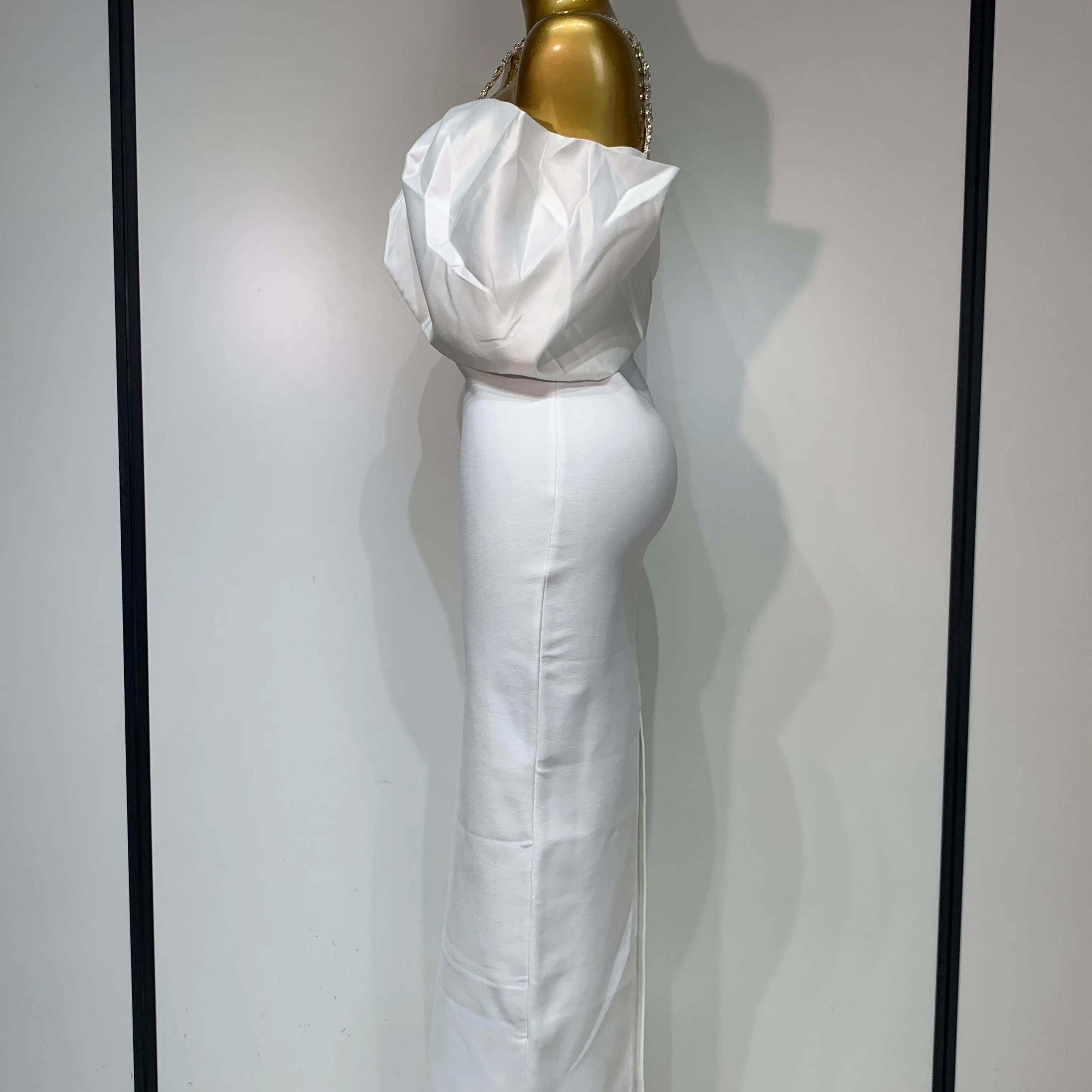 Robe moulante de luxe à strass et épaules dénudées, style vintage, style papillon, chic et élégante, tenue de soirée ou d'anniversaire