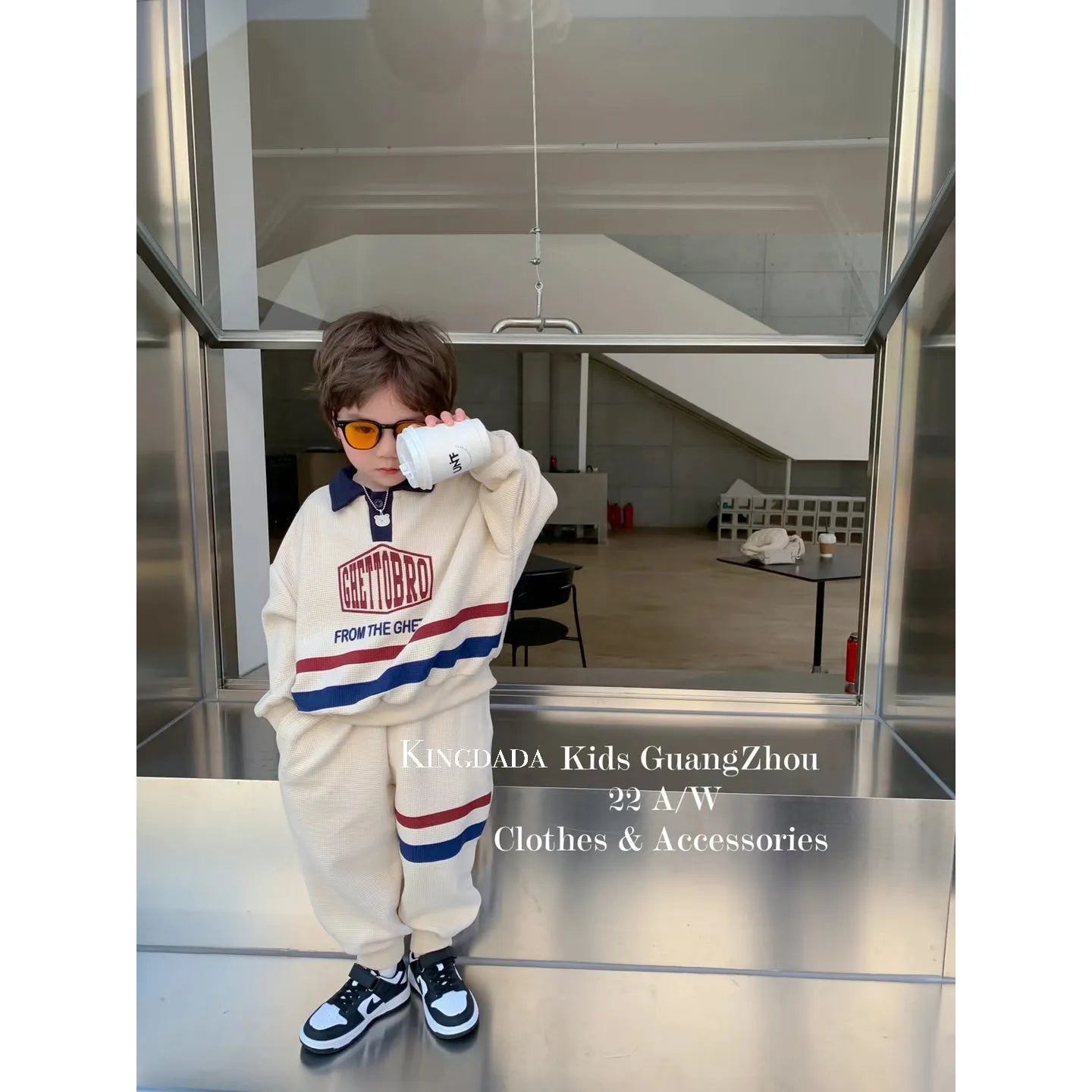 Korean Kid Set Baby Boy Suit Spring Autumn Fashion Letter Print Baby Girls 2pcs Outfits Clothes Lapel Cotton Sweater + Pant