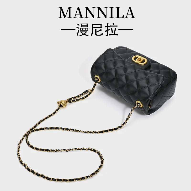 Mbroidered Quilted Square Bag, Elegant Chain Strap Crossbody Purse for Women, 2025 Spring Summer Fashion Mini Bag