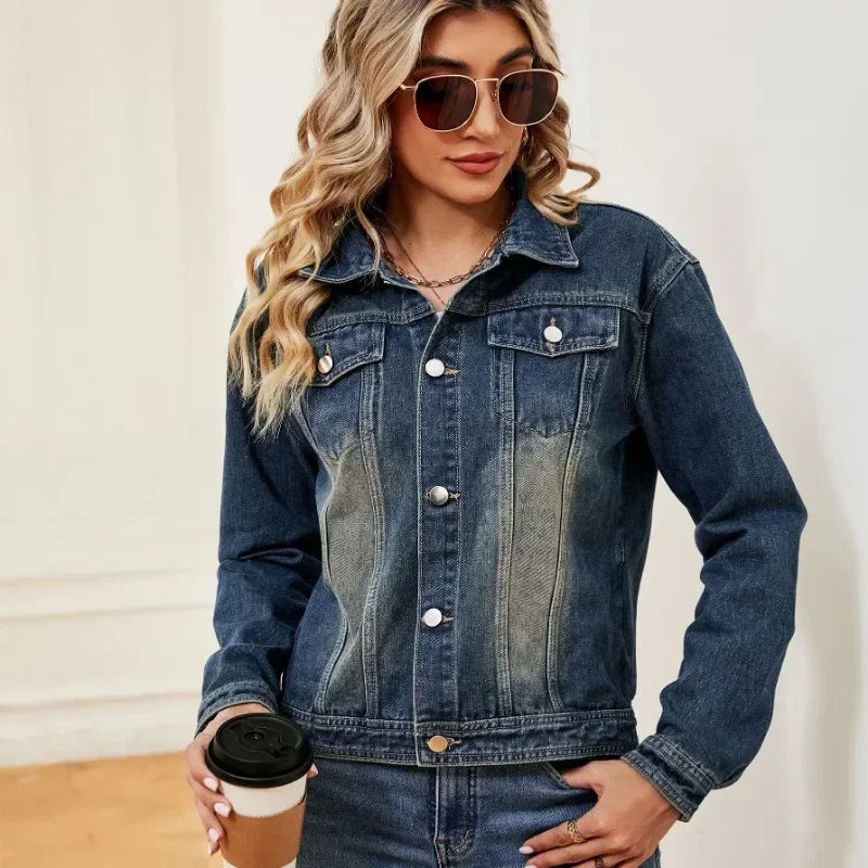 Fashion coats denim jacket women jean jacket for women Women's New Vintage Wash Denim Coat Top Wish
