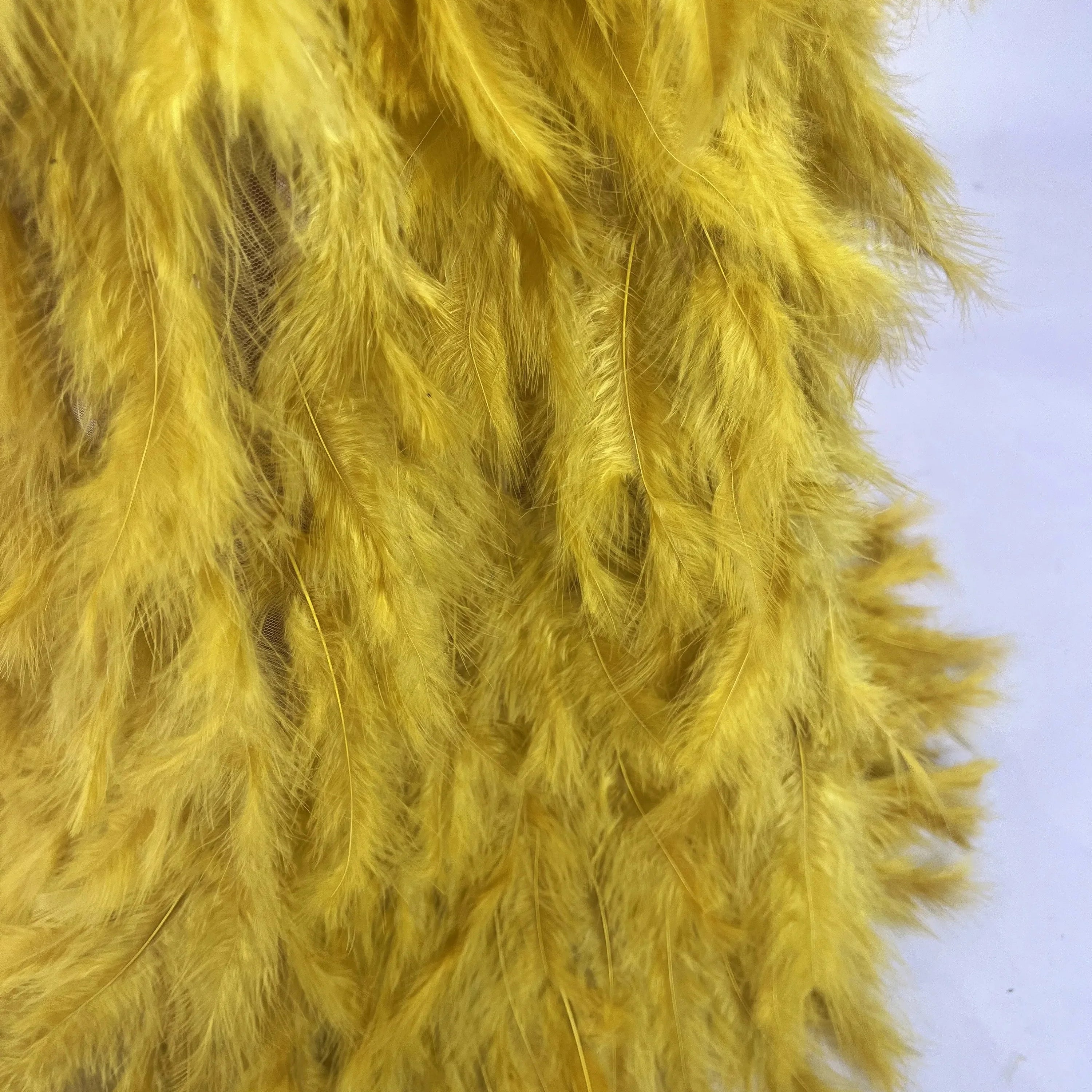 Robe longue en maille sexy de luxe avec strass dorés et plumes pour femme, tenue de soirée, d'anniversaire, de tapis rouge, de défilé de mode, costume de scène