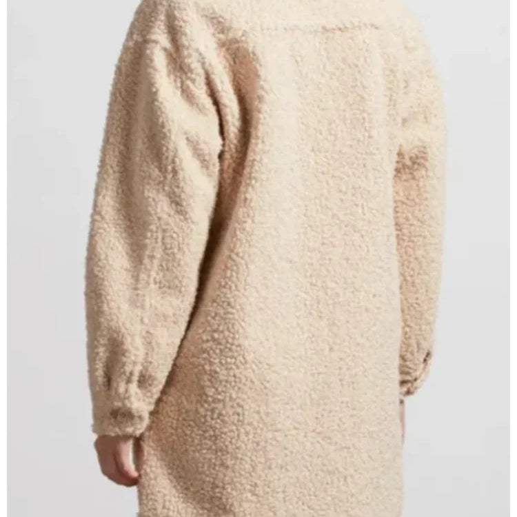 Women's Fuzzy Coat Turn Down Collar Pockets Casual Single Breasted Long Jacket Autumn Winter Loose Vintage Lambswool Outerweat