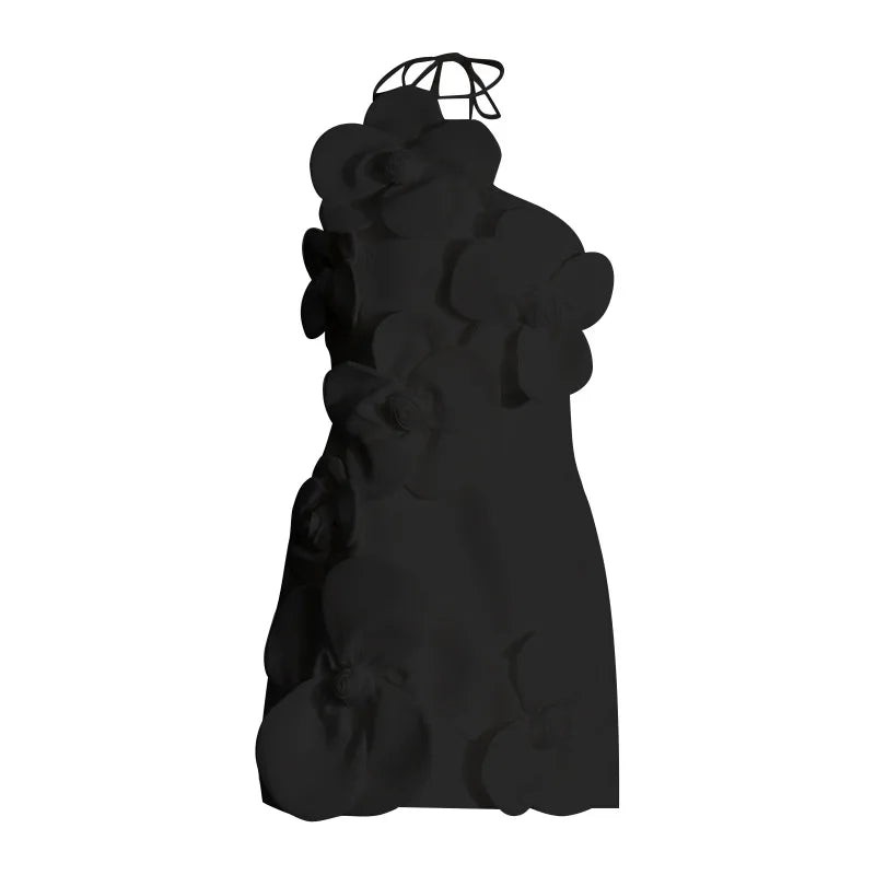 White Color Women Sexy Halter Off the Shoulder Florals Bodycon Mini Dress Nightclub Party Celebrate Birthday Cocktail Dress