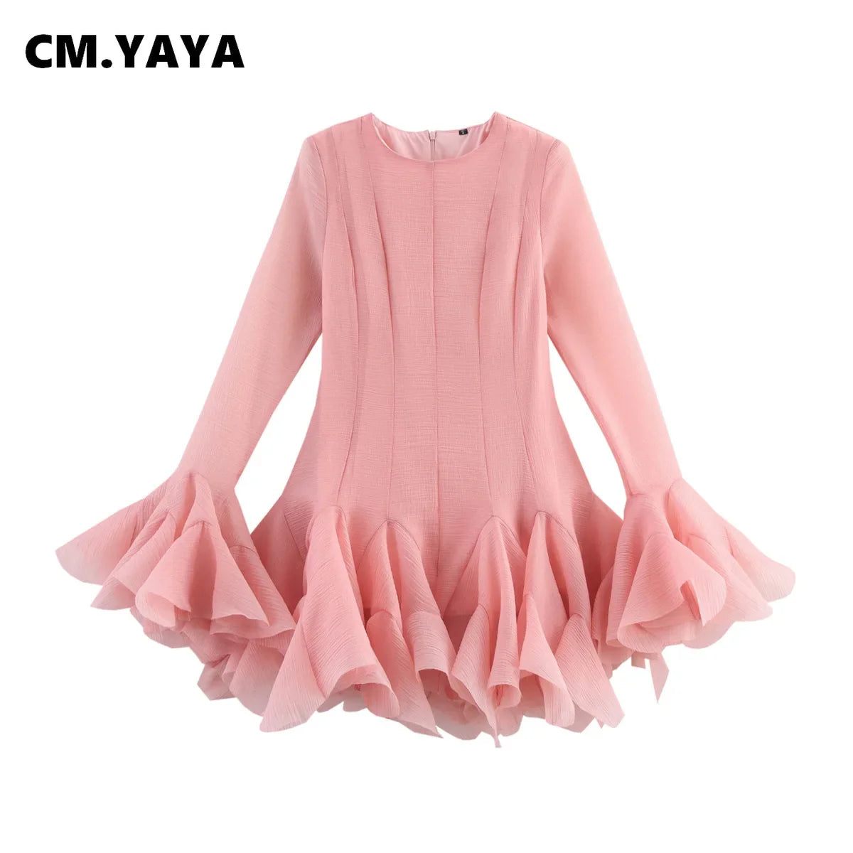 CM.YAYA Women flare long sleeve Printed Big Swing Ball Gown Dress 2025 Summer Holiday Night Club Party Vestidos Sexy Dresses