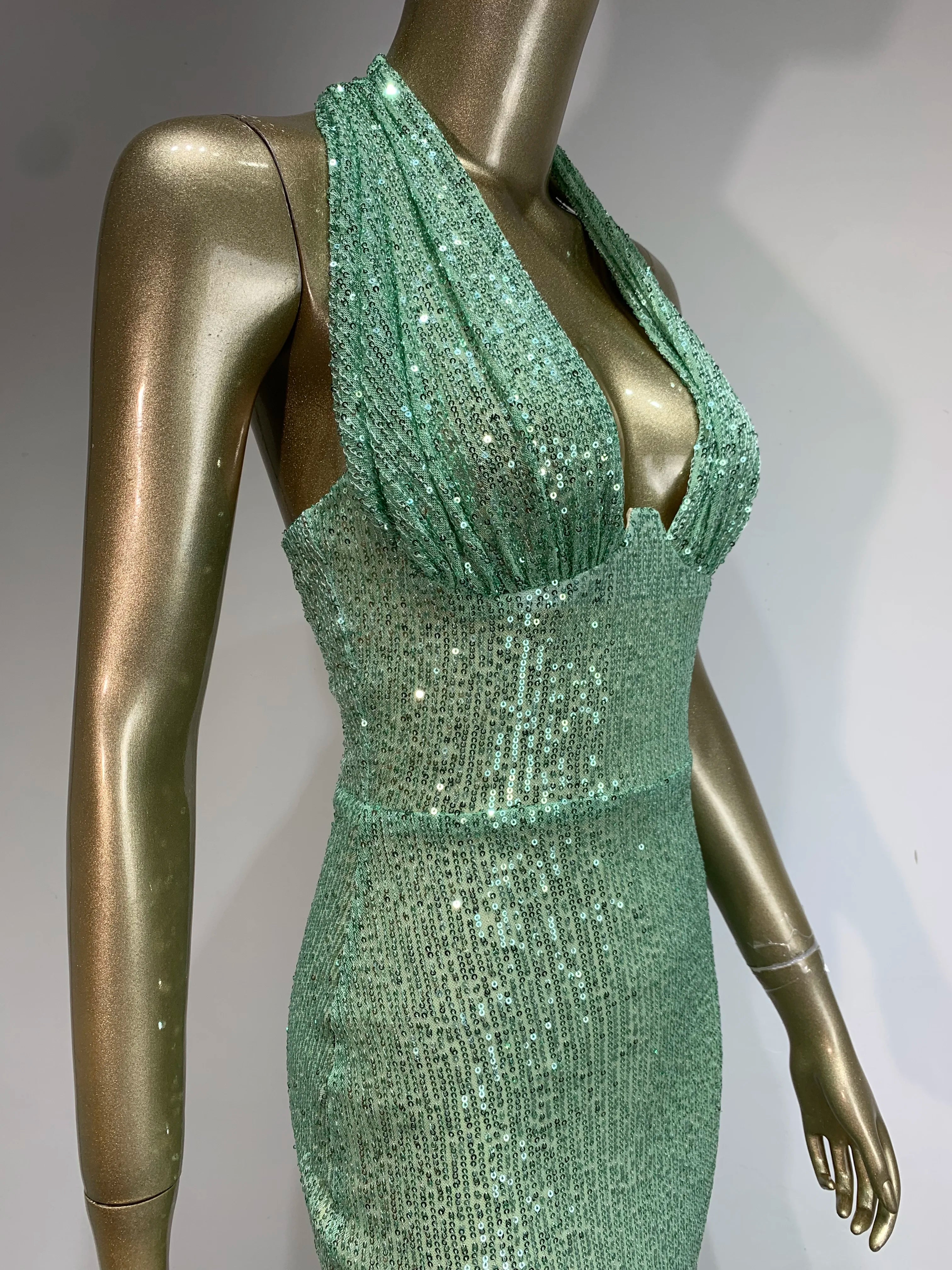 Women Celebrity Sexy Backless Halter Mesh Sequins Sparkly Maxi Long Gowns Dress 2024 Elegant Evening Party Club Dress Vestido