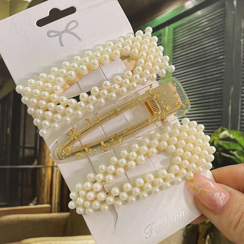 Simulated Pearl Hair Clips For Women Korean Women Hairpins Girl Geometric Hair Barrettes Fashion Hairgrip Hair Accessories Set 17