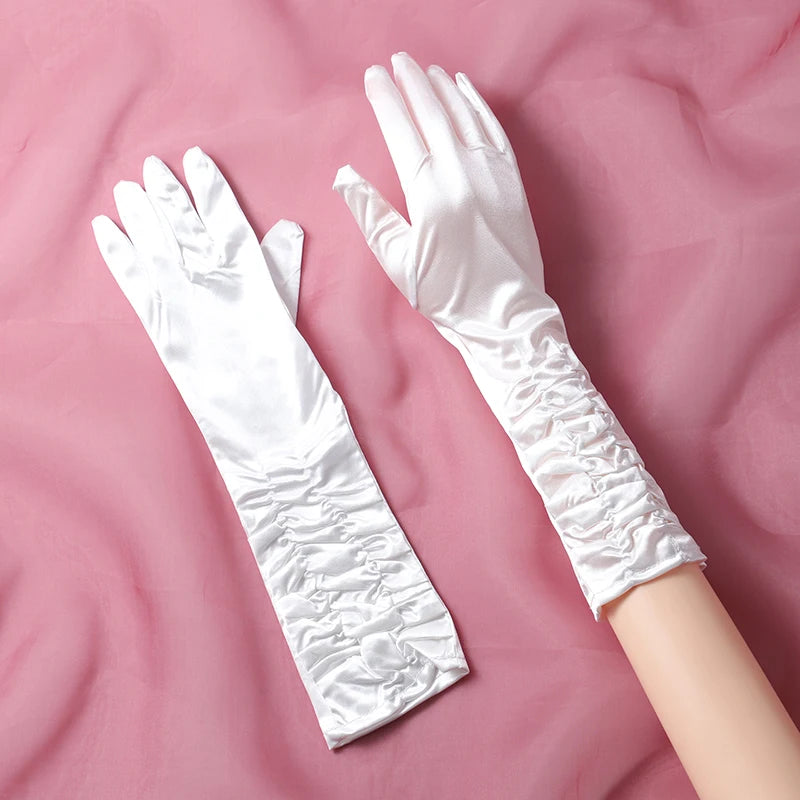 Wedding Bride Accessories Silk Gloves Long Short Dating Party Summer Elegance For Women and Girls ST-0097-B