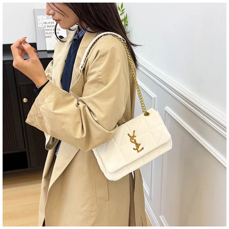 Chic Quilted Chain Crossbody Bag 2025 Trendy Square Purse for Women Versatile Mini Shoulder Bag Casual & Office Essential