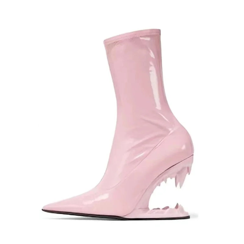 European and American New Knee-length Thigh Women's Boots Fashion Pointed Side Zipper Teeth High Heels Show Patent Leather Boots