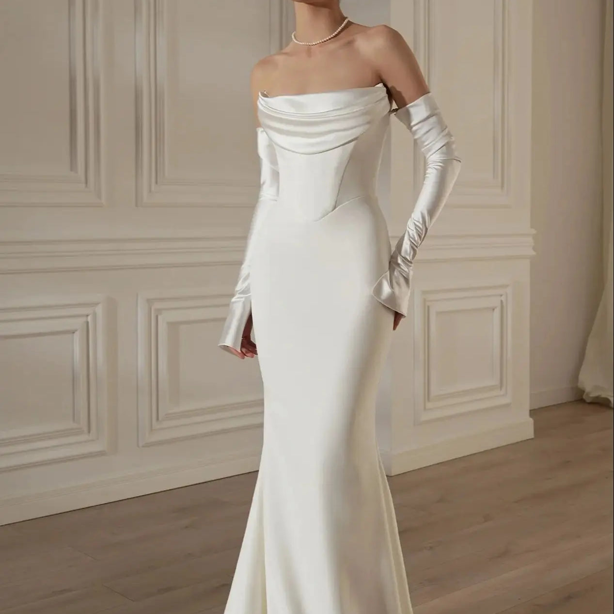 Sexy Off The Shoulder Long Sleeve Strapless Floor Length Dress Elegant Woman Wedding Party Vestido Celebrity Party