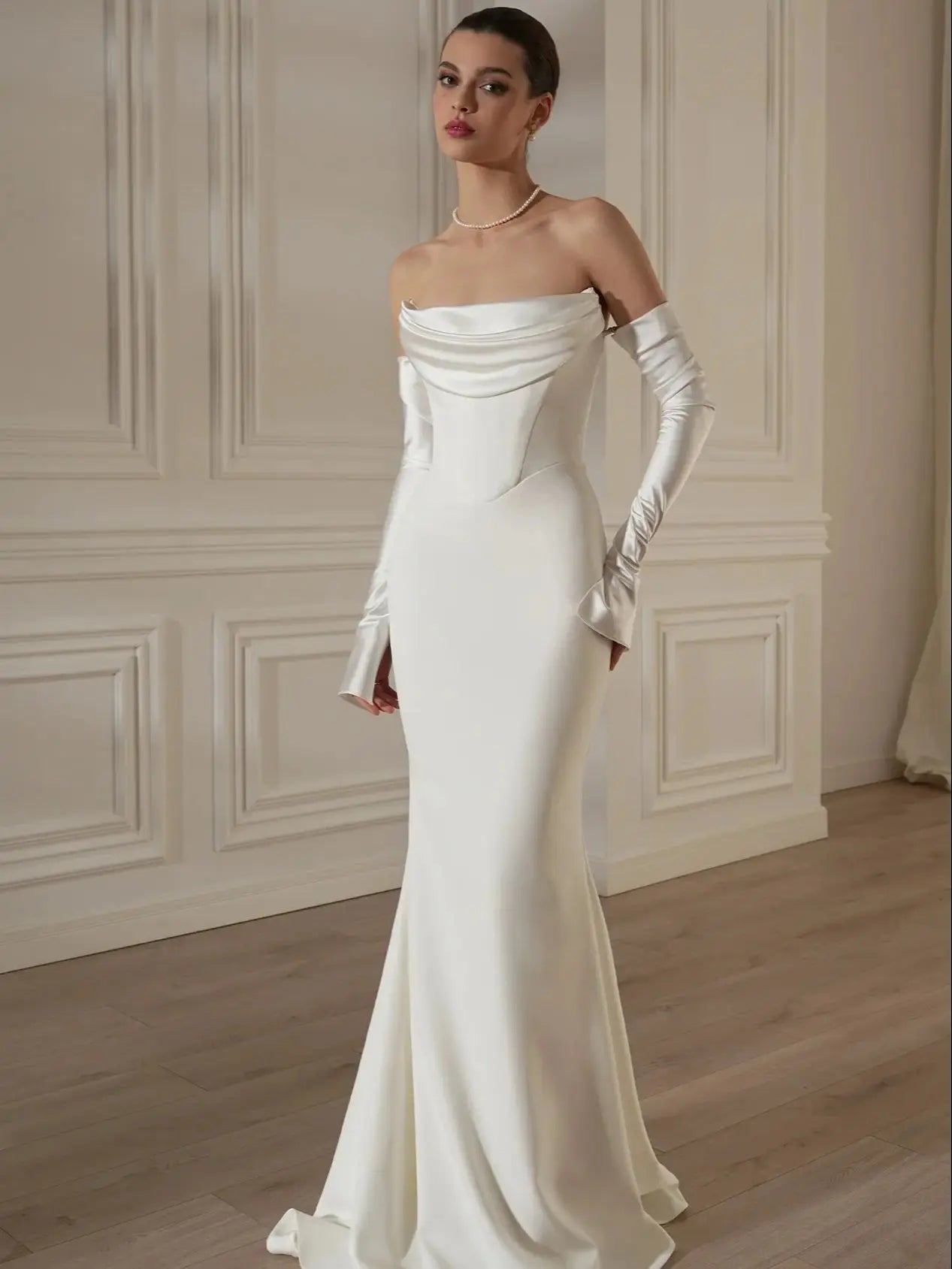 Sexy Off The Shoulder Long Sleeve Strapless Floor Length Dress Elegant Woman Wedding Party Vestido Celebrity Party