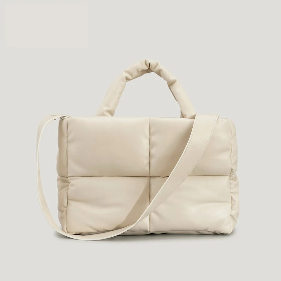 Fashion Large Tote Padded Handbags Designer Quilted Women Shoulder Bags Luxury Nylon Down Cotton Crossbody Bag Winter Purse Beige A