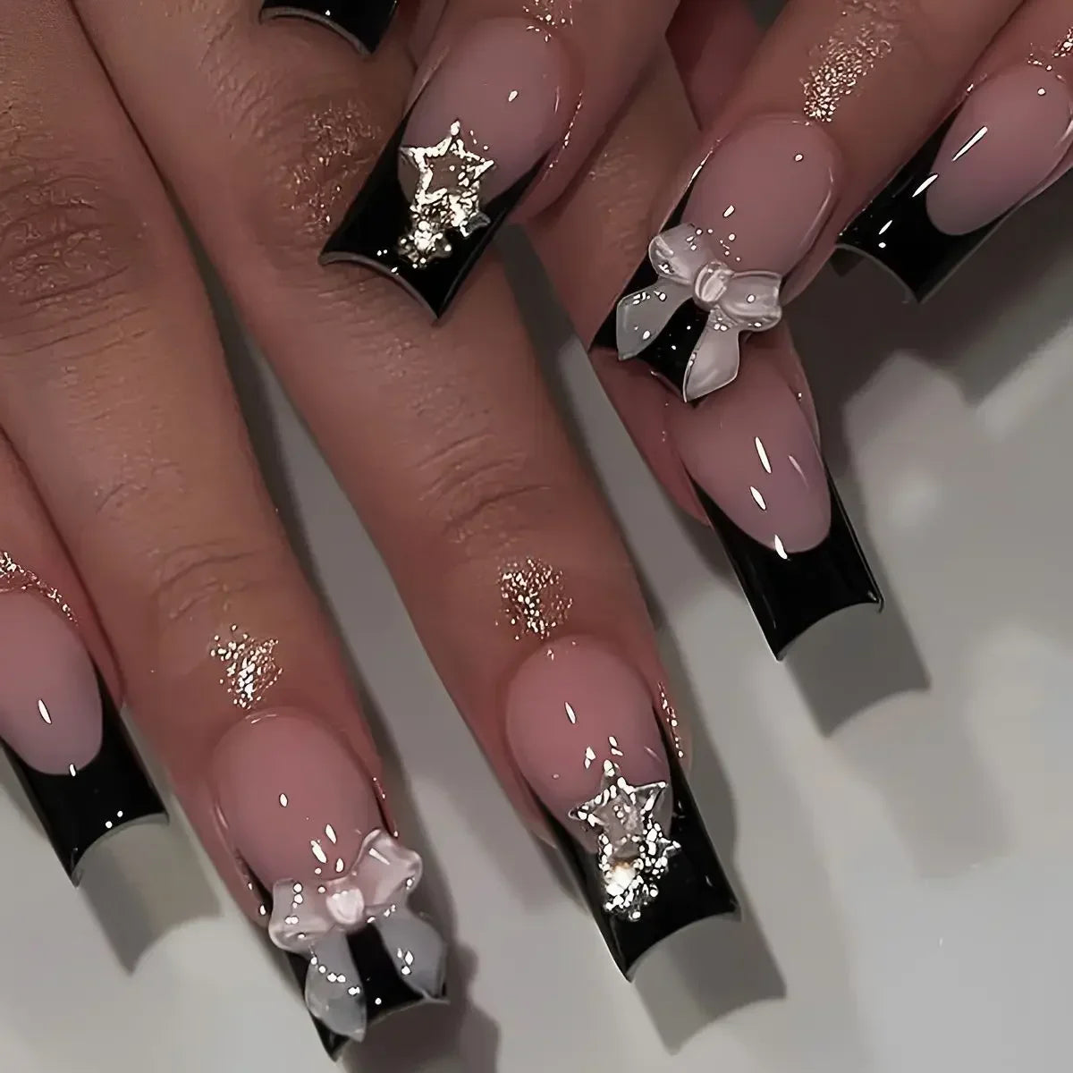 24Pcs French False Nails Pink Zebra Pattern Press on Nails Medium Square Coffin False Nails Y2k Artificial Full Cover Nail Tips