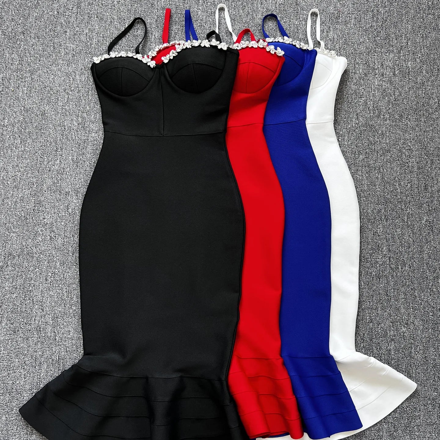 Vestido de celebridade com brilhantes, babados na altura do joelho, rayon, bandagem, elegante, para festa de clube