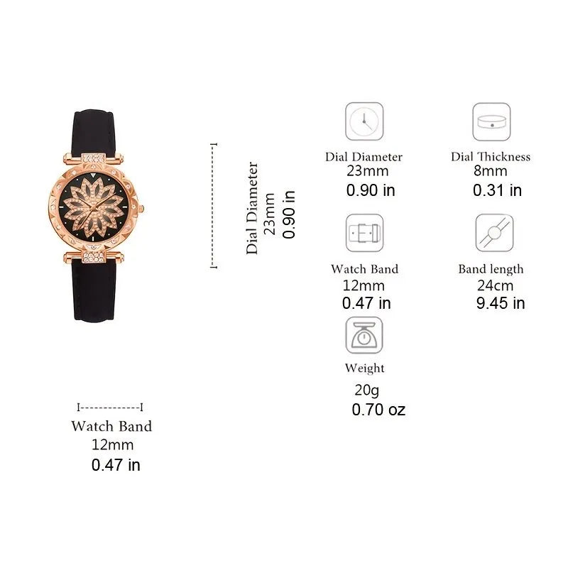 5pcs Set Watches For Women Leather Band Ladies Watch Simple Casual Women's Analog WristWatch Bracelet Gift Montre Femme