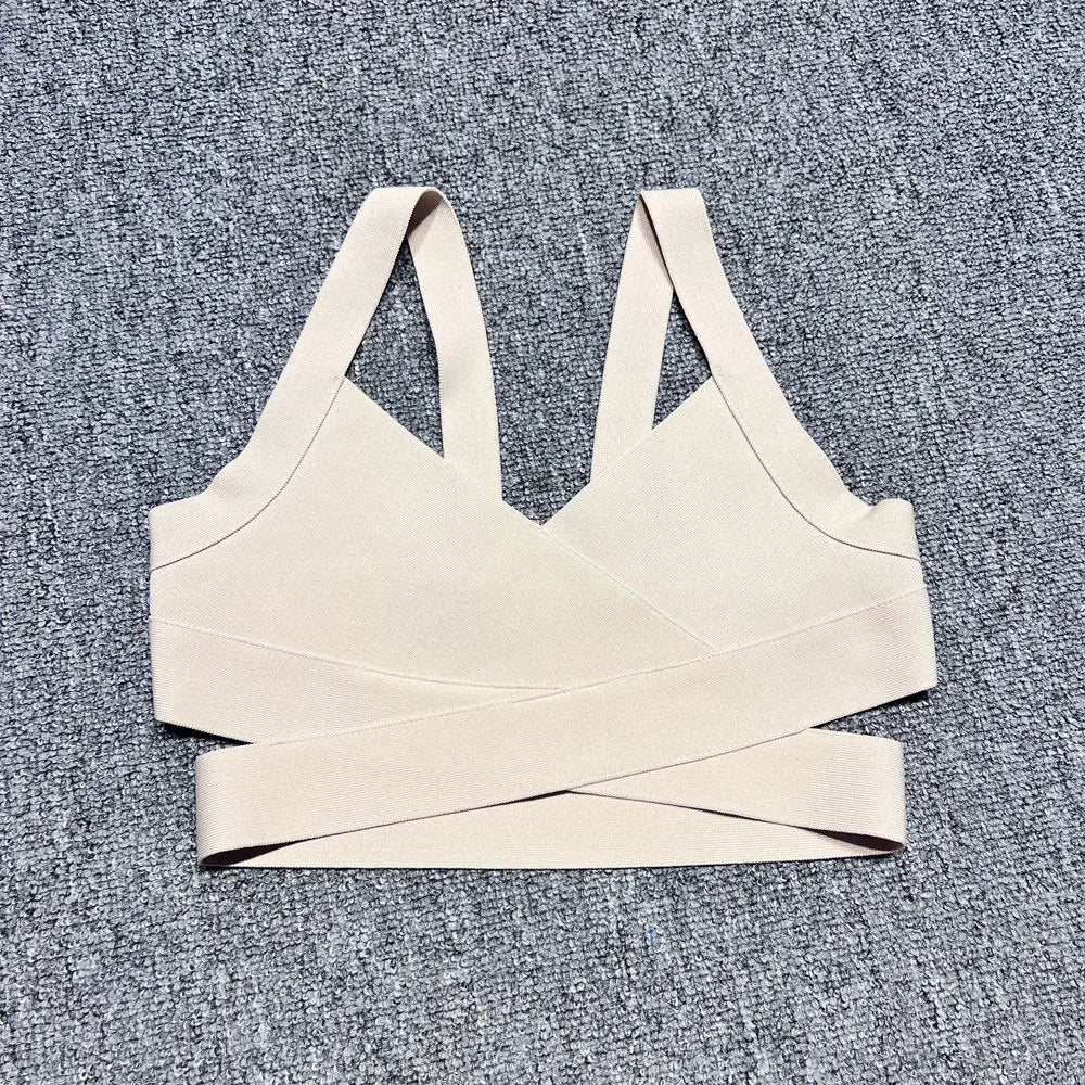 2024 Casual Women'S Ultra Short Bandage Vest Spaghetti Strap Sleeveless Hollow Out Solid Color Backless Top Women'S Sports Vest