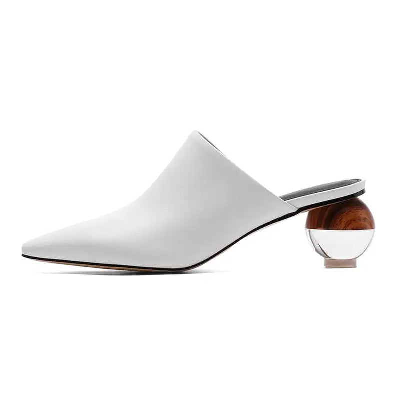 SIMLOVEYO Women Slippers Leather Shoes Pointed Toe Heels Sheepskin Summer Pantoufle Brand A1678