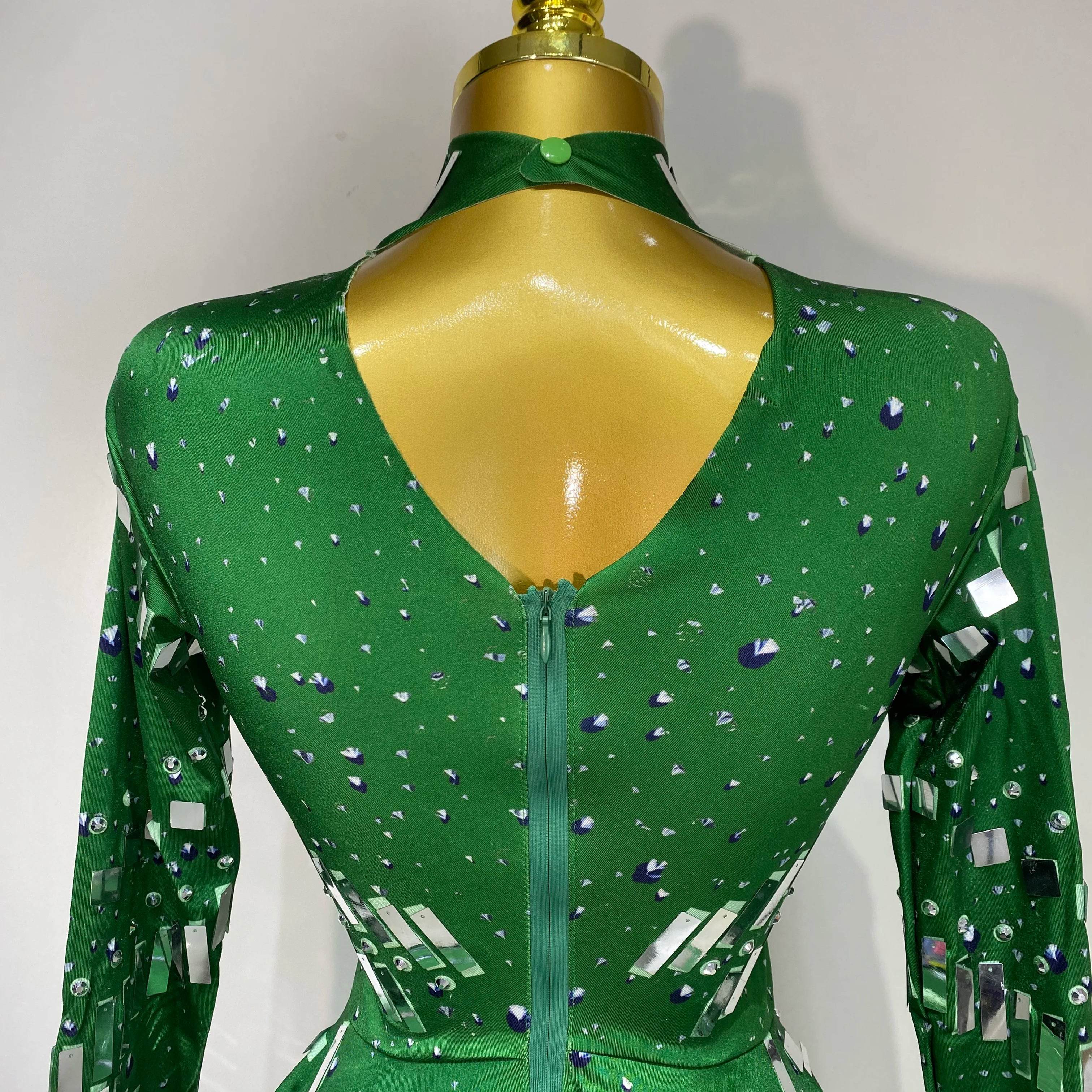 Women 2025 Sexy Elastic A-Line Dress Birthday Performance Costume Sparkly Sequin Nightclub Evening Party Hotwife Stage Outfit