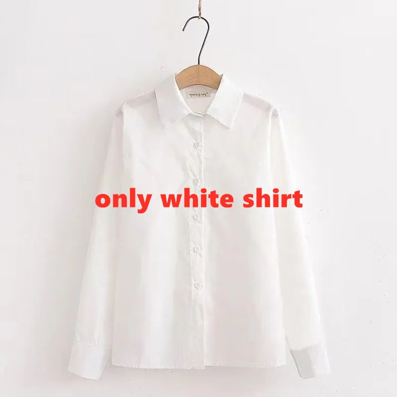 Korean Popular Autumn New Loose Knitted Sweater White Shirt Wide Leg Trousers Three Piece Elegant Women's Pants Set white shirt