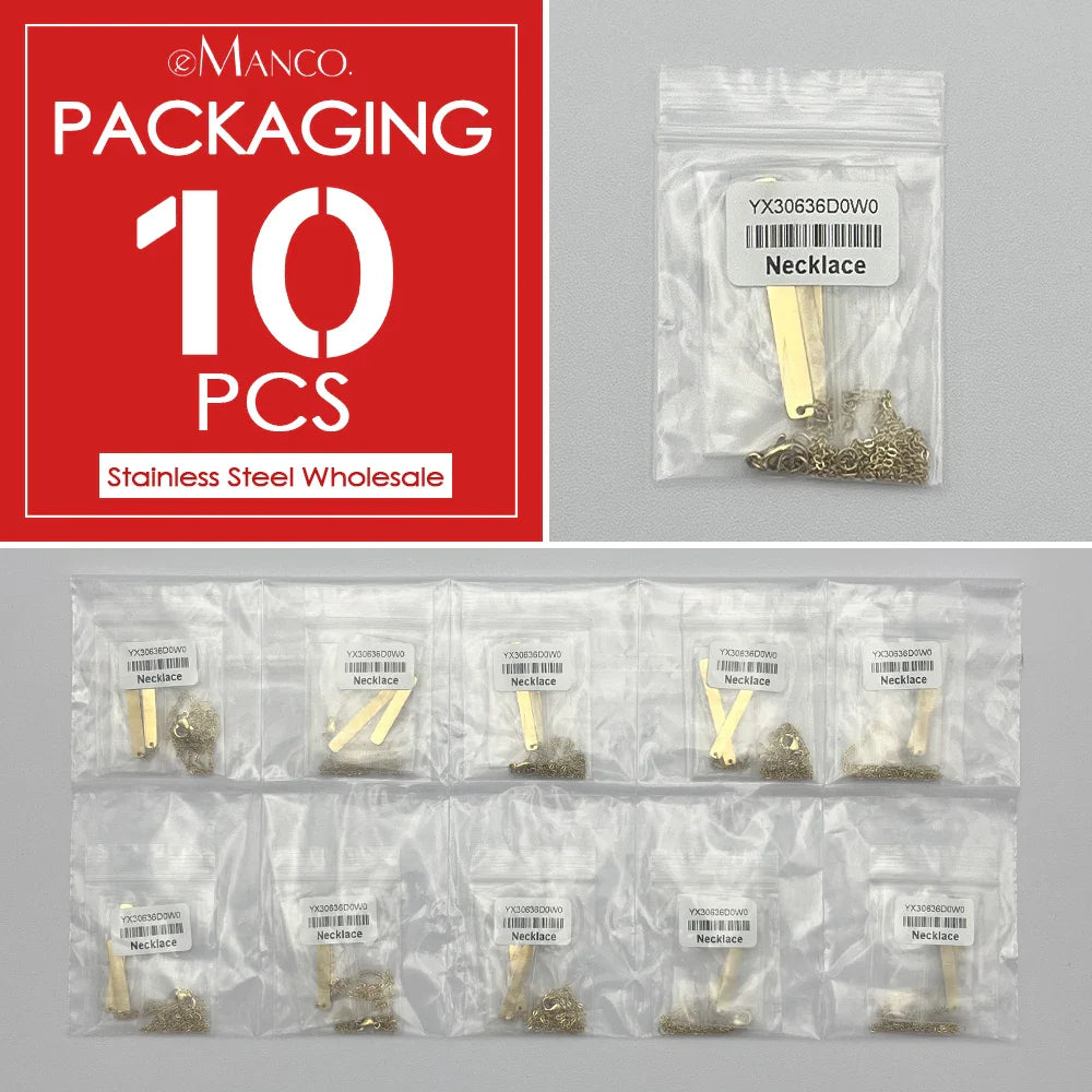 eManco 10PCS Stainless Steel Gold Color New Fashion Necklace Pendants Short Long Statement Women Minimalist Colar Gift Jewelry