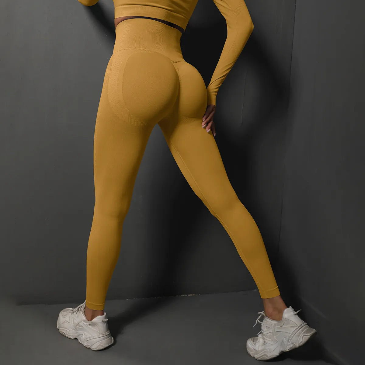 Women Yoga Leggings Hips Lifting Gym Leggings Seamless Sport Pants High Waist Fitness Leggings Bubble Butt Workout Running Pants Yellow