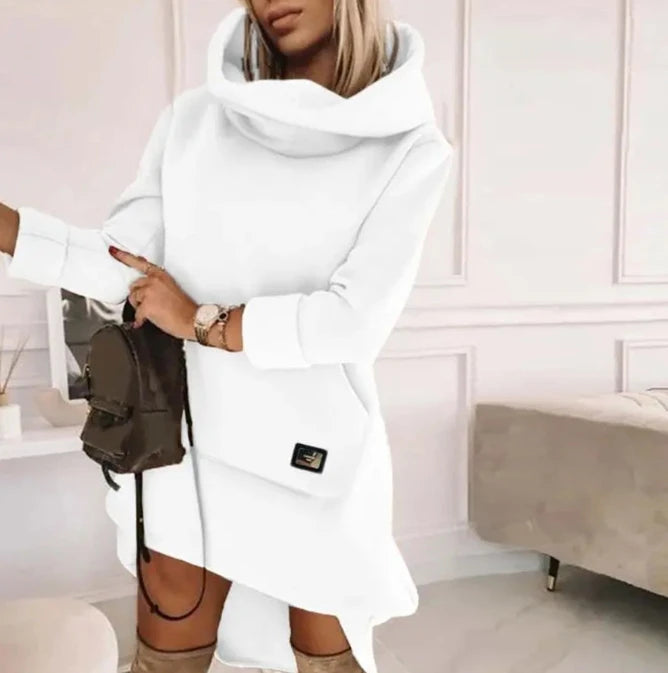 Elegant Dresses for Women Beaded Hooded Casual Sweatshirt Dress Autumn Winter Spring Fashion Casual Female Clothing F