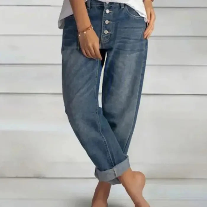 Spring Oversize Women's Denim Pants Blue Pockets Empire Waist Wide-leg Jeans Loose Pants Female Summer Casual Fashion Lady
