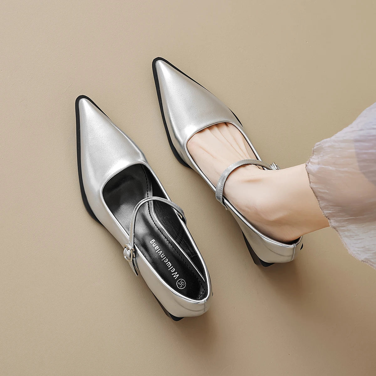 Spring and Autumn women's Mary Jane pointed shoes Korean style Ladies' casual high heels Work and party wear Large size 41-43