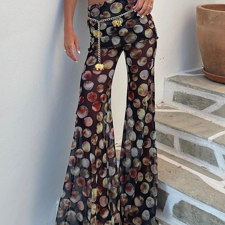 Calças de malha com estampa de leopardo femininas, moda feminina, cintura alta, estampa, pernas largas, calças compridas elegantes estampadas