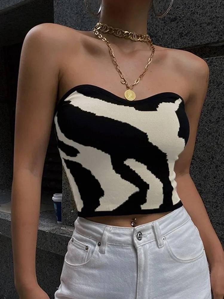 Yedinas Streetwear Patchwork Slim Cropped Feminino Sleeveless Tank Top Women Sexy Skinny Top Femme Corset Tube Korean Style 2022