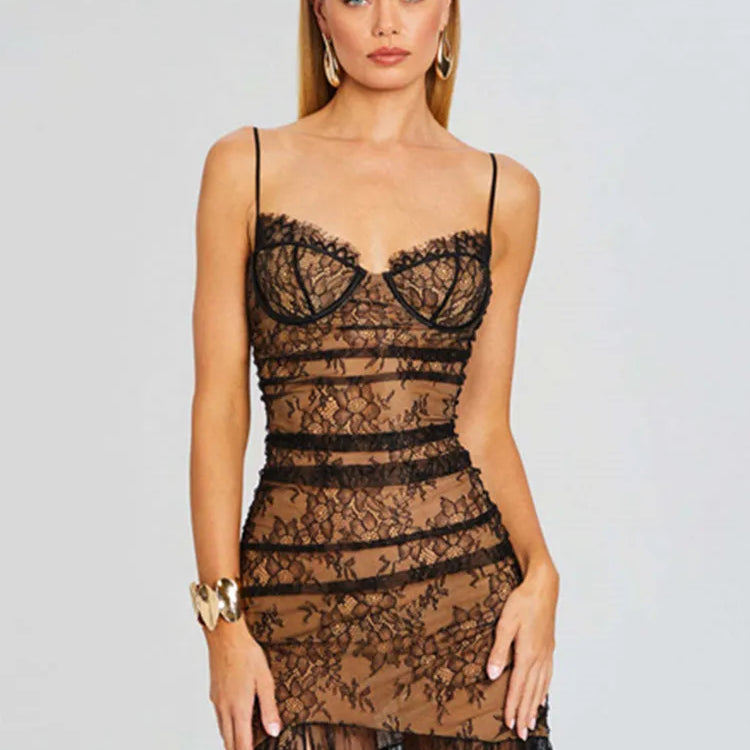 Vestido longo longo feminino, celebridade, sexy, sem mangas, de malha preta, franzido, de renda preta, 2024, elegante, para festa à noite, clube