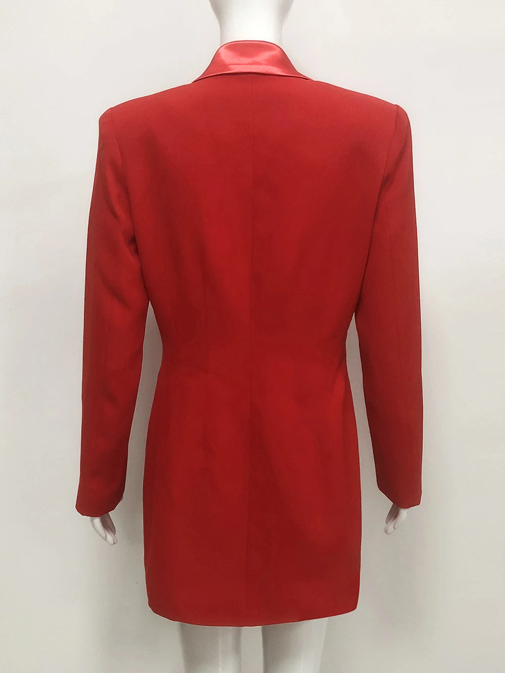 Modphy Women Fashion Double Breasted Red Blazer Coat Notched Neck Long Sleeves Female Outerwear Chic Lady Outfits