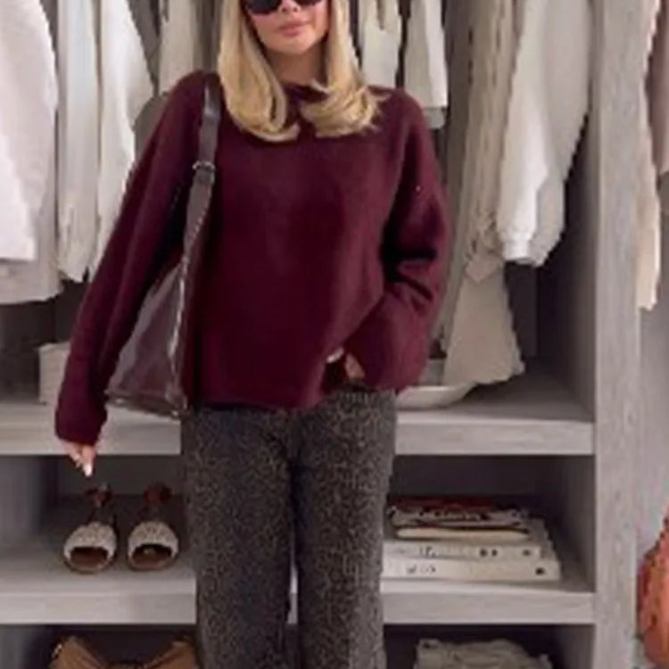 Sweater Women Knitted O Neck Solid Thicken Long Sleeve Pollover Sweaters Autumn Winter Casual Fashion Fluffy Commute Lady