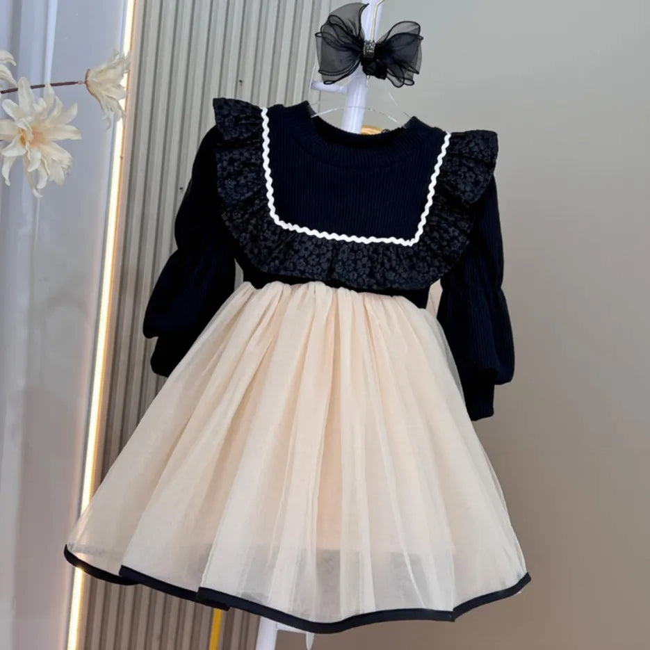 Girls Dress Spring Autumn Long Sleeve Knitted Dresses For Girls Princess Dress Kids Costumes New Baby Girls Clothes 2-8 Years